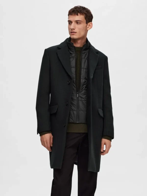 Overtøj>SELECTED ENKELTRADET 2-I-1 FRAKKE Black