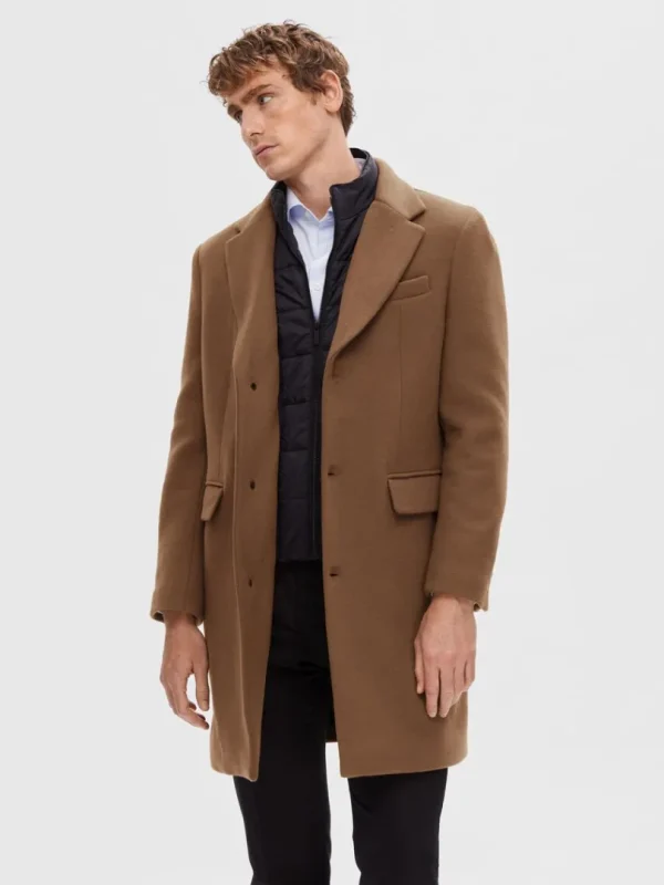 Overtøj>SELECTED ENKELTRADET 2-I-1 FRAKKE Brown