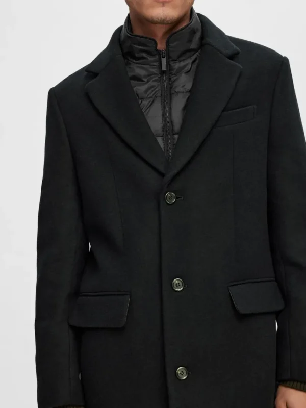 Overtøj>SELECTED ENKELTRADET 2-I-1 FRAKKE Black