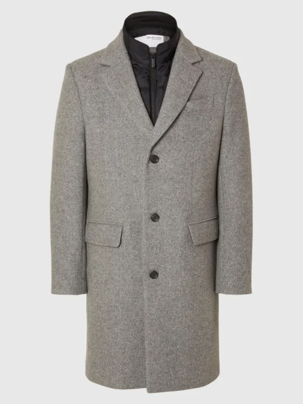 Overtøj>SELECTED ENKELTRADET 2-I-1 FRAKKE Grey