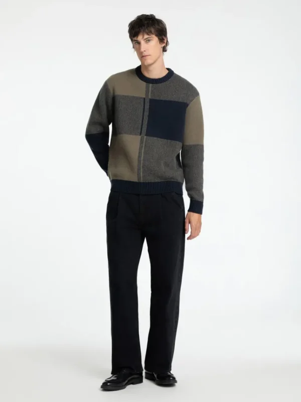Strik>SELECTED FARVEBLOK SWEATER MED RUND HALS Blue