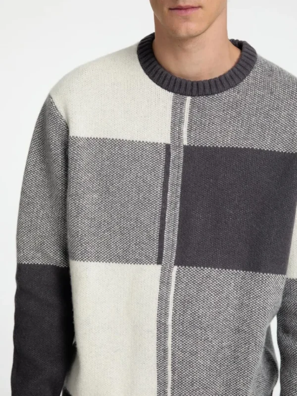 Strik>SELECTED FARVEBLOK SWEATER MED RUND HALS Grey