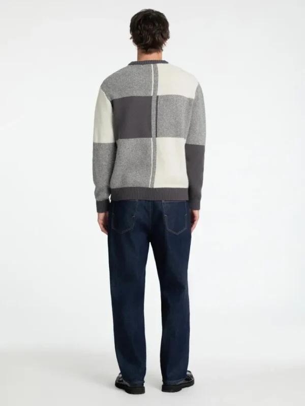 Strik>SELECTED FARVEBLOK SWEATER MED RUND HALS Grey