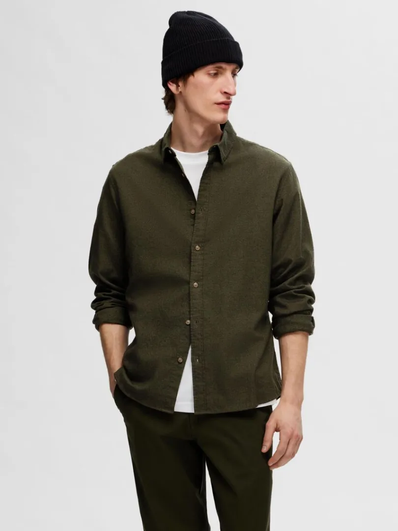 flannel_overshirt_0-1.webp Skjorter>SELECTED FLANNEL OVERSHIRT Green