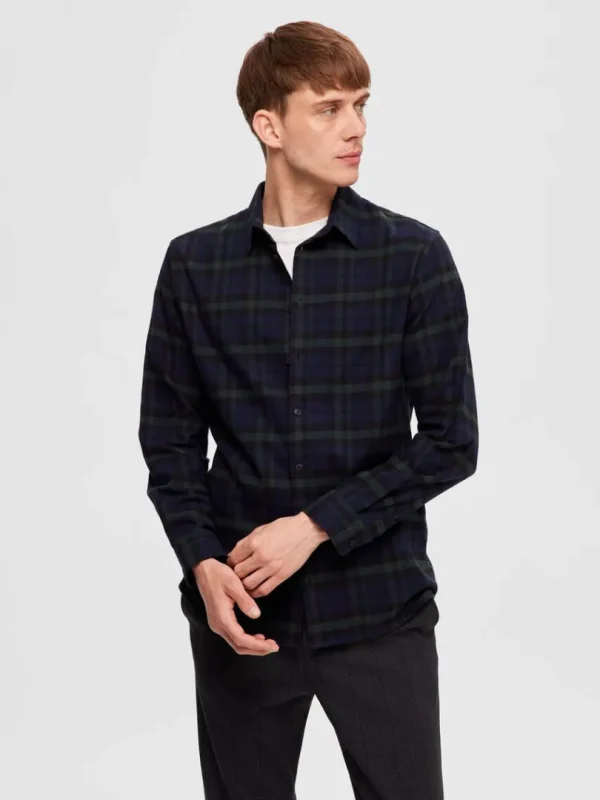 Skjorter>SELECTED FLANNEL OVERSHIRT Blue