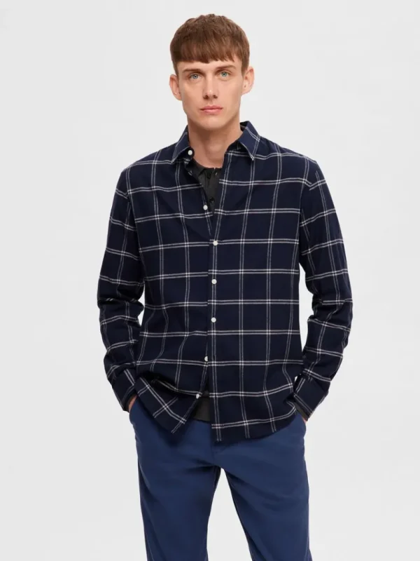 Skjorter>SELECTED FLANNEL OVERSHIRT Blue