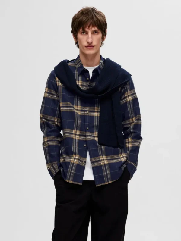 Skjorter>SELECTED FLANNEL OVERSHIRT Blue