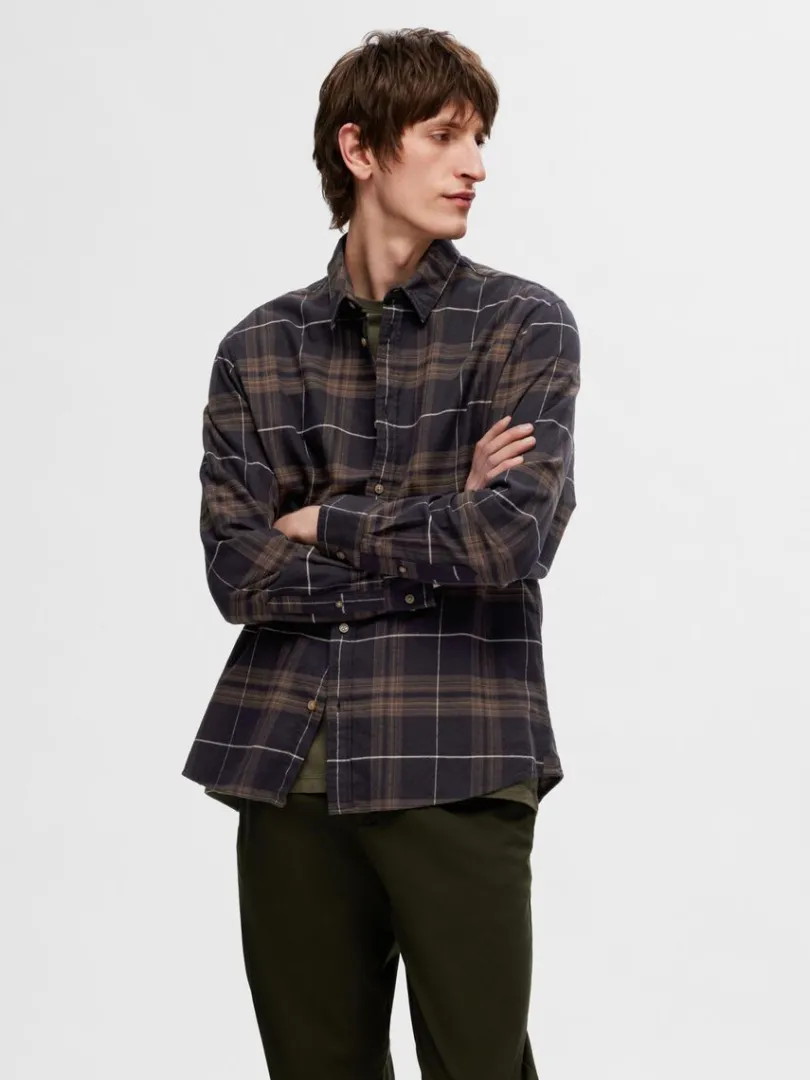 flannel_overshirt_0.webp Skjorter>SELECTED FLANNEL OVERSHIRT Brown