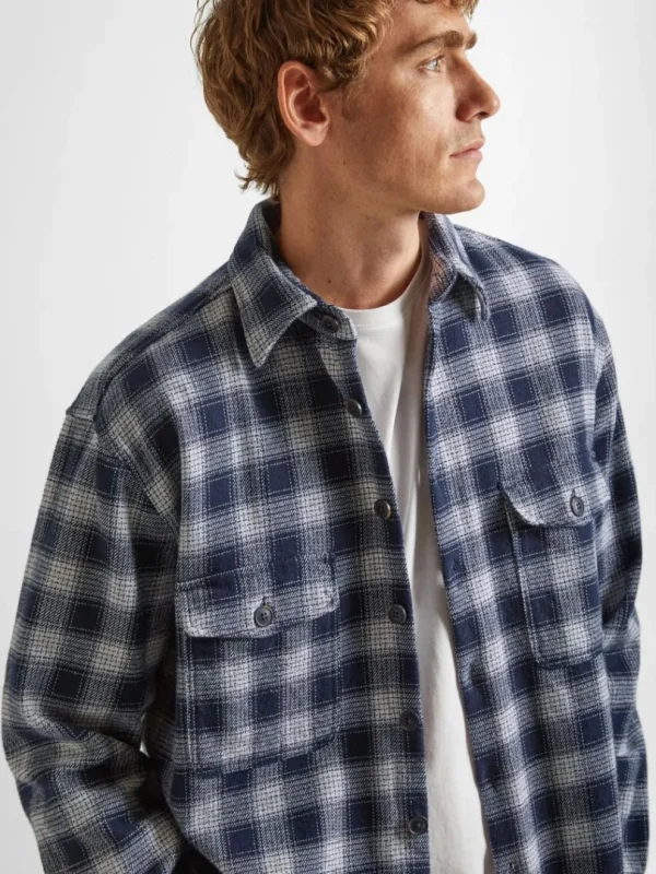 Overtøj | Skjorter>SELECTED FLANNEL OVERSHIRT Blue
