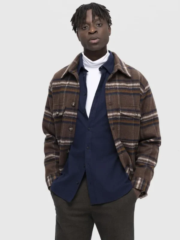 Skjorter>SELECTED FLANNEL OVERSHIRT Blue