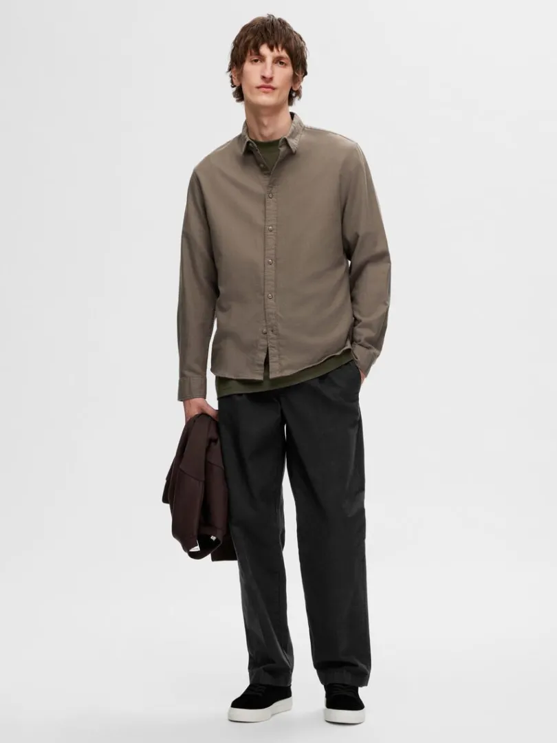 flannel_overshirt_2-7.webp Skjorter>SELECTED FLANNEL OVERSHIRT Brown