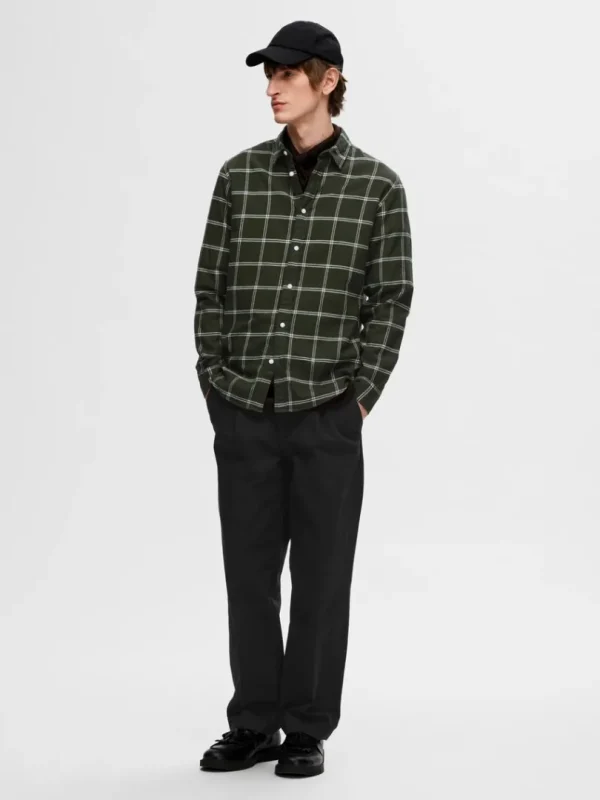Skjorter>SELECTED FLANNEL OVERSHIRT Green