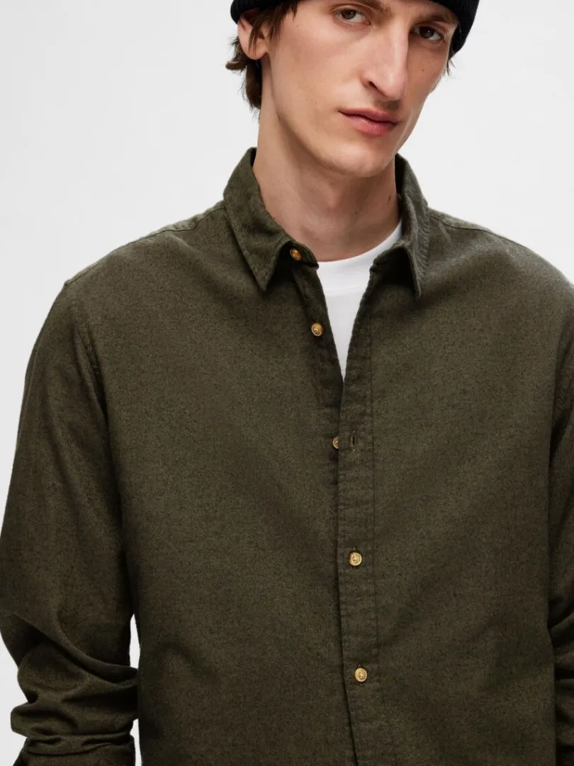 flannel_overshirt_3-1.webp Skjorter>SELECTED FLANNEL OVERSHIRT Green