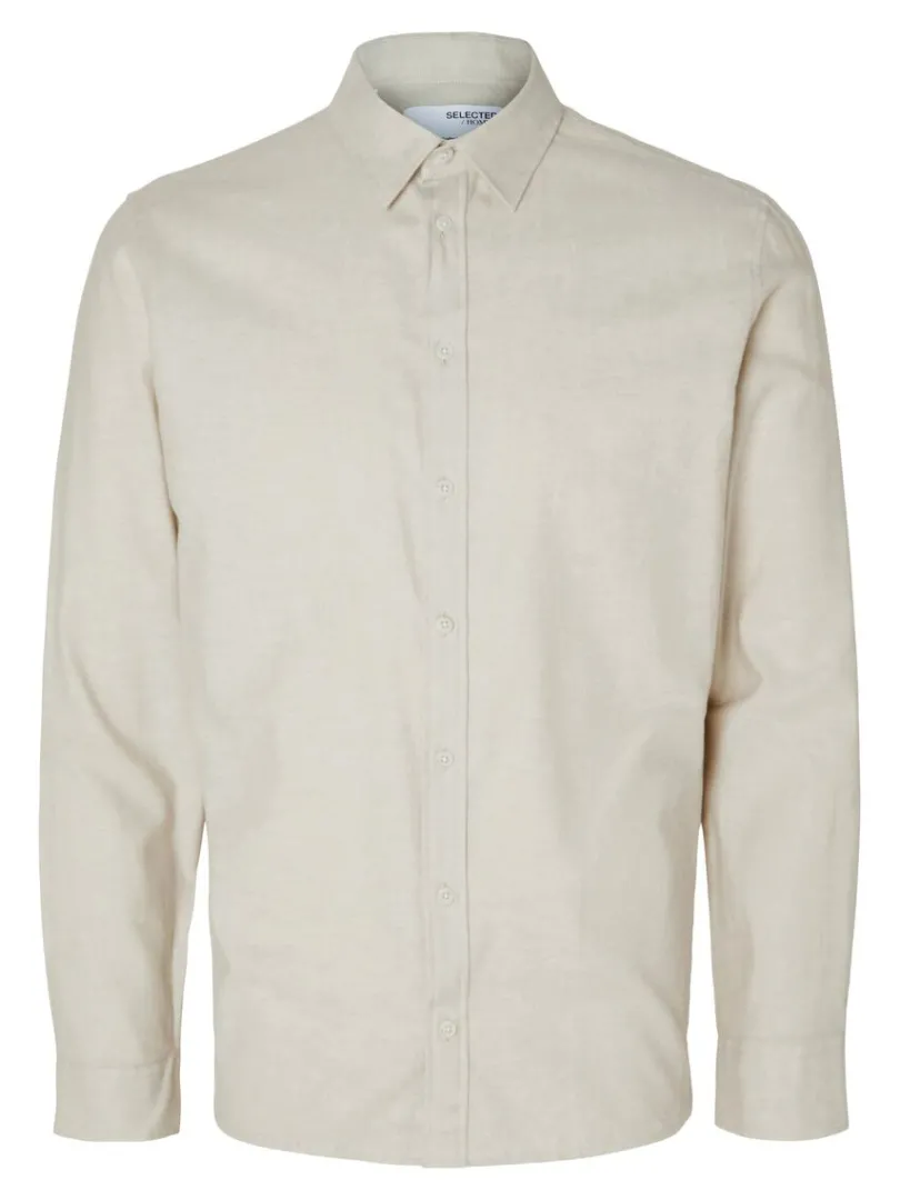 flannel_overshirt_3-4.webp Skjorter>SELECTED FLANNEL OVERSHIRT Beige