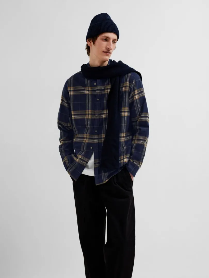 flannel_overshirt_3-6.webp Skjorter>SELECTED FLANNEL OVERSHIRT Blue