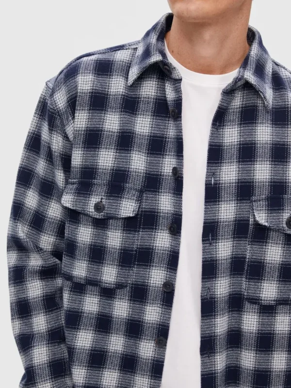 Overtøj | Skjorter>SELECTED FLANNEL OVERSHIRT Blue
