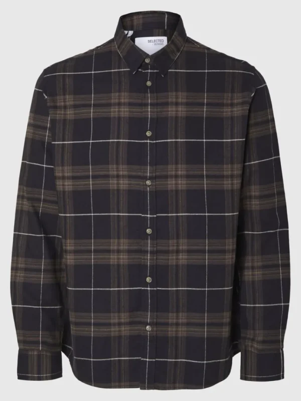 Skjorter>SELECTED FLANNEL OVERSHIRT Brown