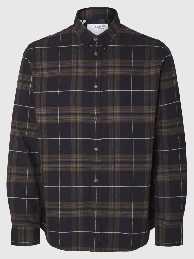 flannel_overshirt_4.webp Skjorter>SELECTED FLANNEL OVERSHIRT Brown