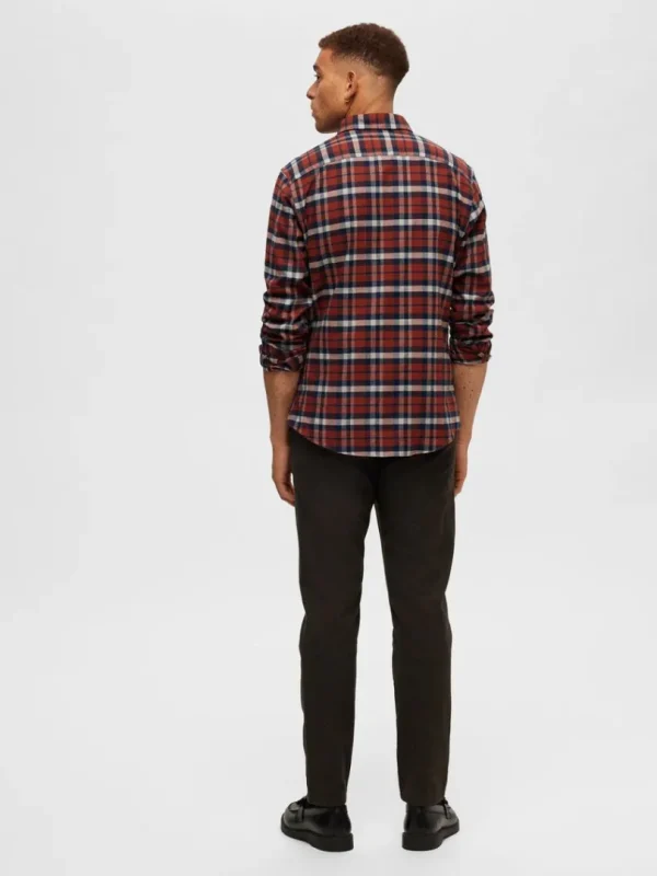 Skjorter>SELECTED FLANNEL OVERSHIRT Orange