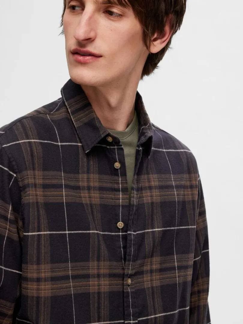 flannel_overshirt_5.webp Skjorter>SELECTED FLANNEL OVERSHIRT Brown