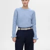 Strik>SELECTED FLÆSEÆRMER STRIKTRØJE Blue
