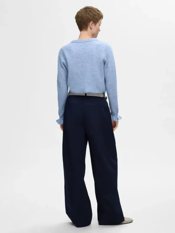 Strik>SELECTED FLÆSEÆRMER STRIKTRØJE Blue
