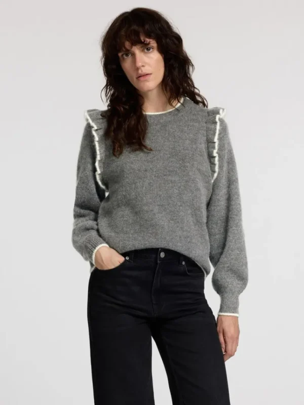 Strik>SELECTED FLÆSET PULLOVER Grey
