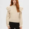 Strik>SELECTED FLÆSET PULLOVER Beige