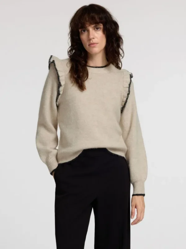 Strik>SELECTED FLÆSET PULLOVER Beige