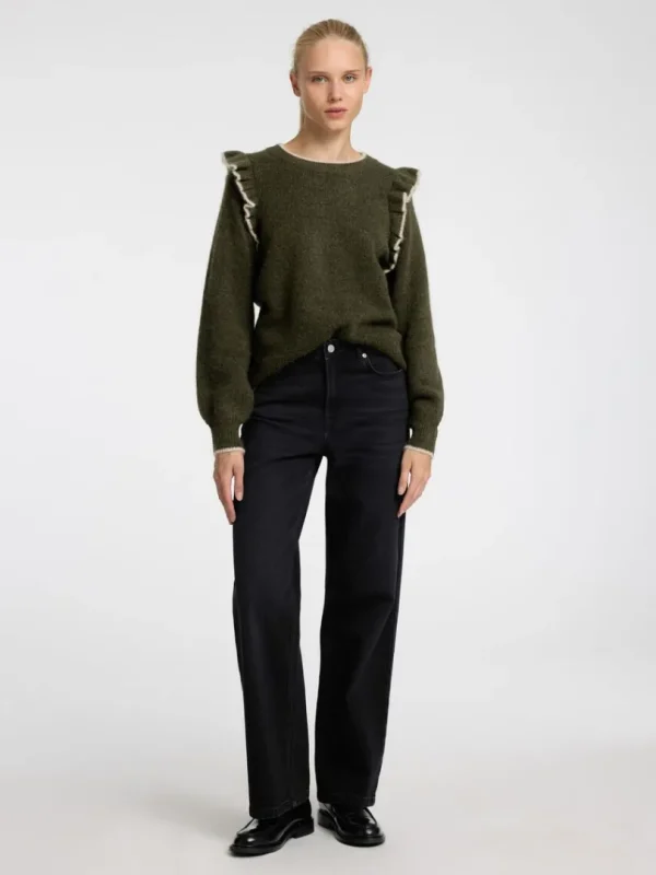 Strik>SELECTED FLÆSET PULLOVER Green