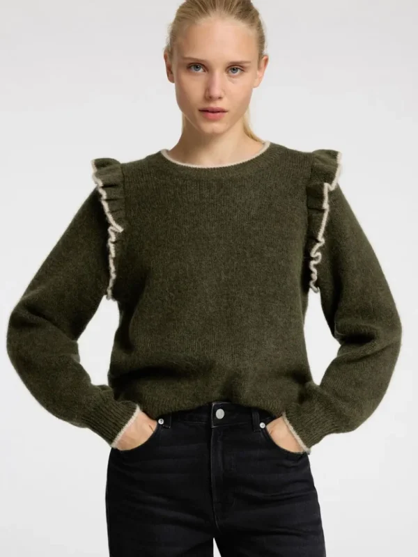 Strik>SELECTED FLÆSET PULLOVER Green