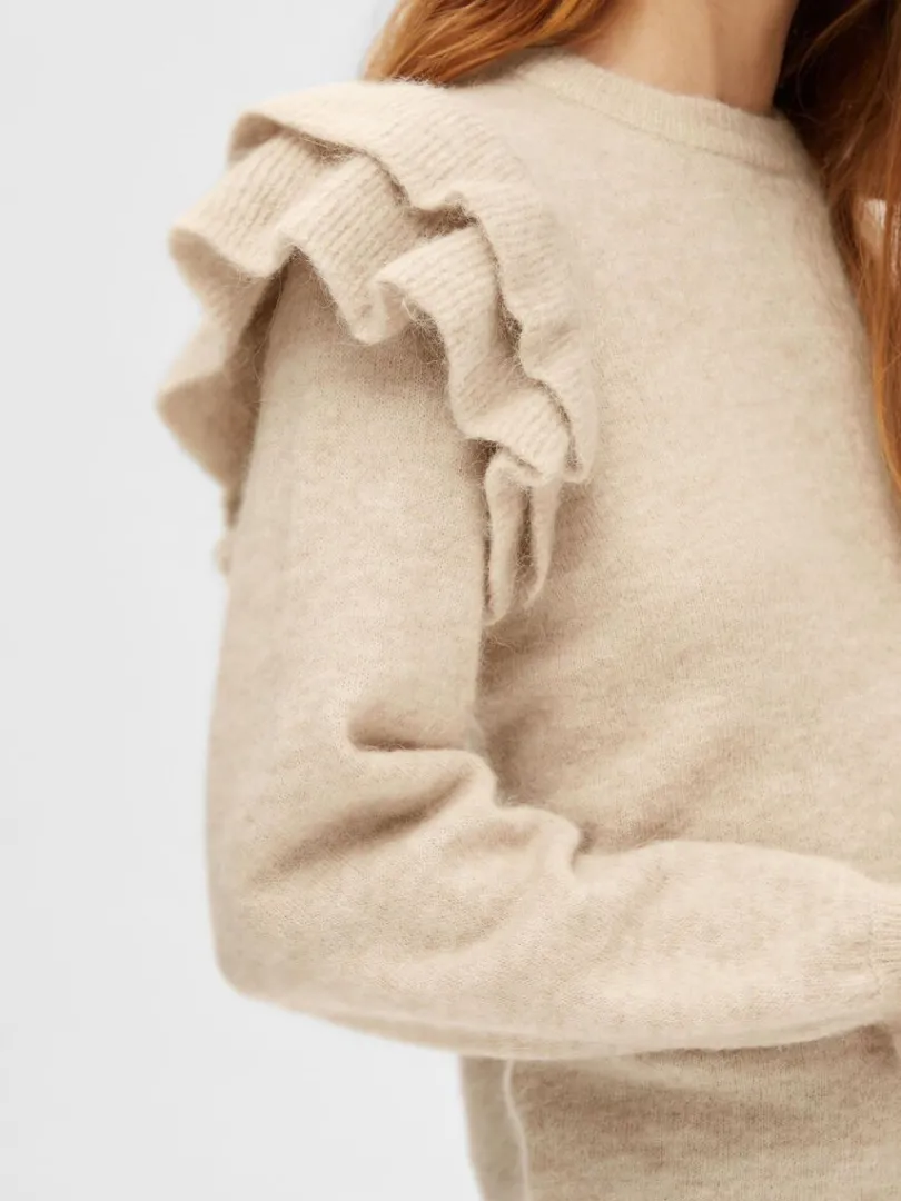 flset_pullover_3-3.webp Strik>SELECTED FLÆSET PULLOVER Beige