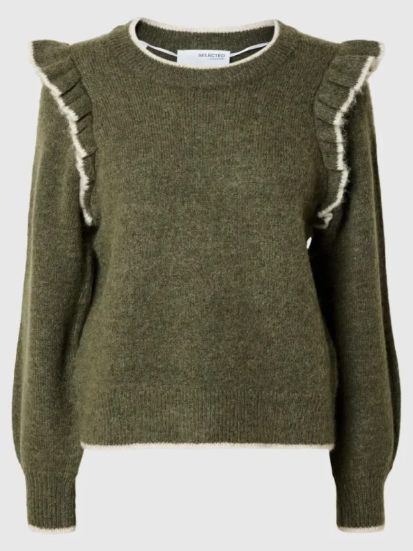 Strik>SELECTED FLÆSET PULLOVER Green