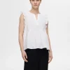 Toppe Og Bluser>SELECTED FLÆSET TOP White