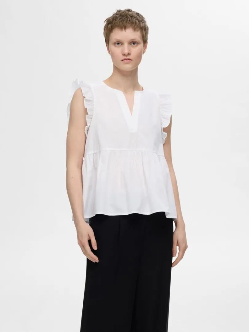 flset_top_0-1.webp Toppe Og Bluser>SELECTED FLÆSET TOP White