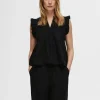 Toppe Og Bluser>SELECTED FLÆSET TOP Black