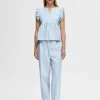 Toppe Og Bluser>SELECTED FLÆSET TOP Blue