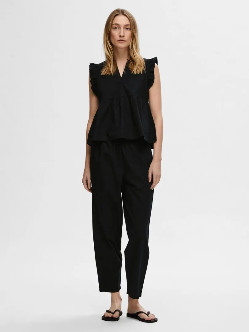 flset_top_1.webp Toppe Og Bluser>SELECTED FLÆSET TOP Black