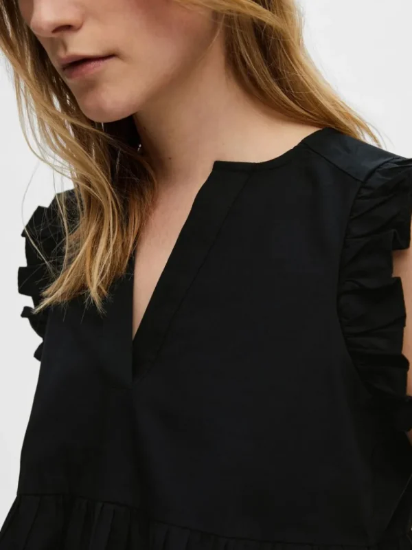 Toppe Og Bluser>SELECTED FLÆSET TOP Black