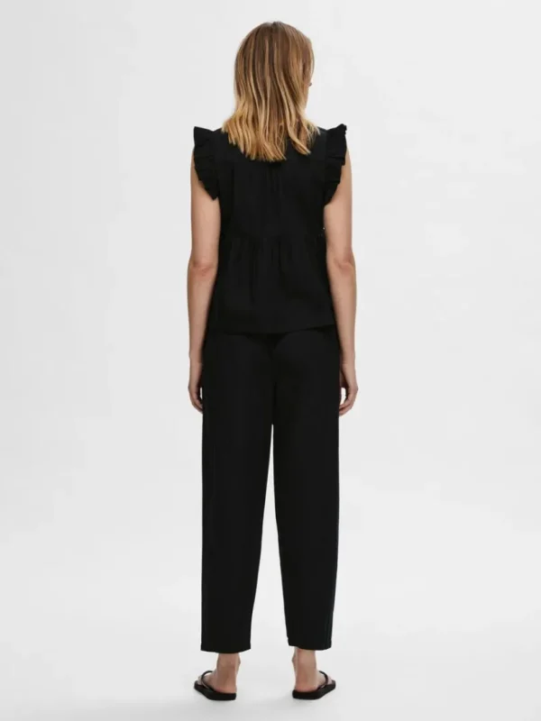 Toppe Og Bluser>SELECTED FLÆSET TOP Black
