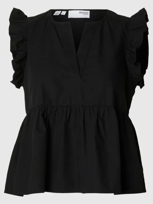 Toppe Og Bluser>SELECTED FLÆSET TOP Black