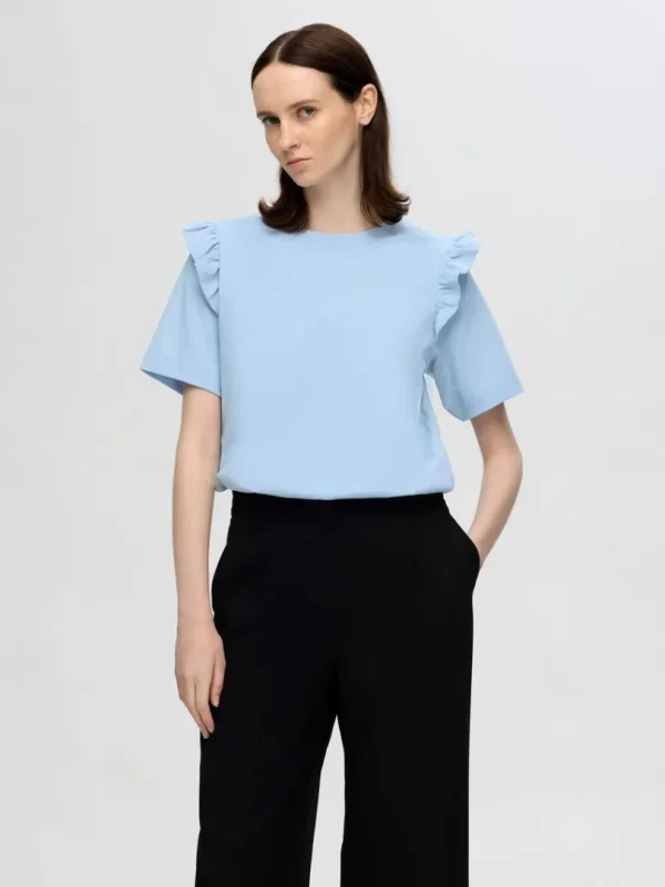 T-shirts>SELECTED FLÆSET T-SHIRT Blue