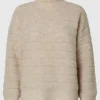 Strik>SELECTED FLUFFY HØJHALSET TRØJE Beige