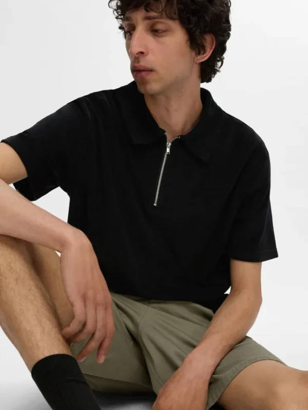 Poloer>SELECTED FROTTÉ POLO Black