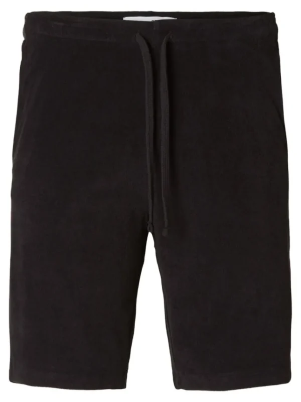 Shorts>SELECTED FROTTÉ SHORTS Black