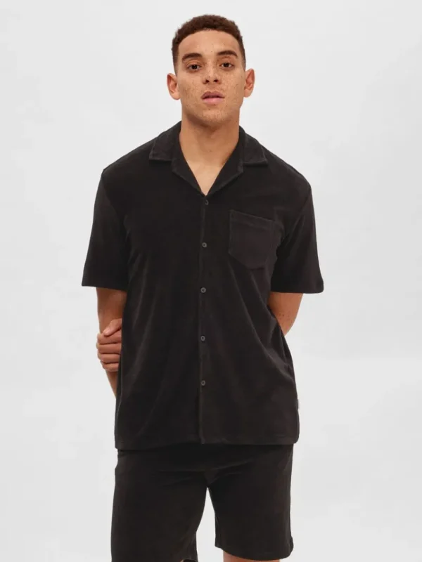 Skjorter>SELECTED FROTTÉ SKJORTE Black