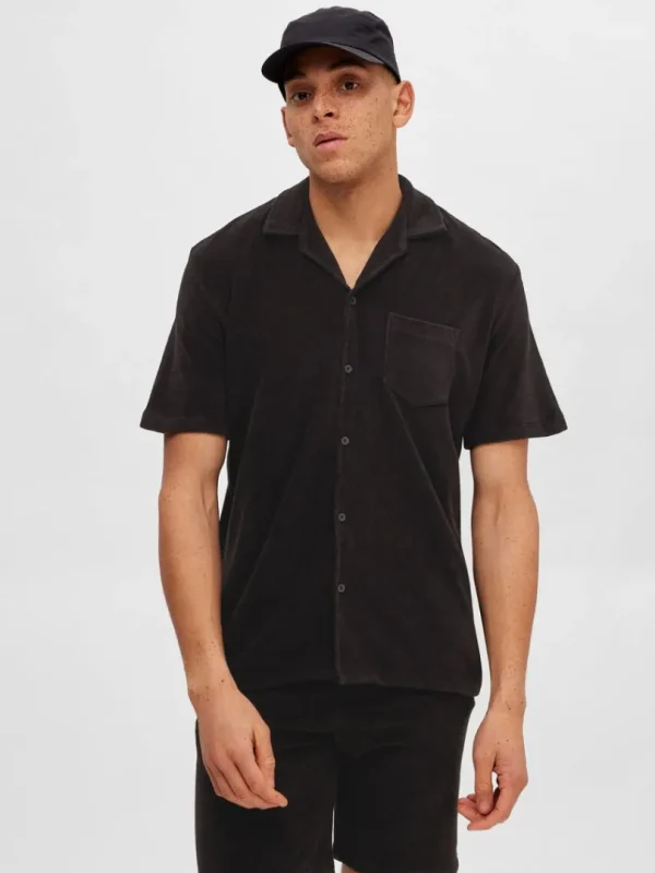 Skjorter>SELECTED FROTTÉ SKJORTE Black