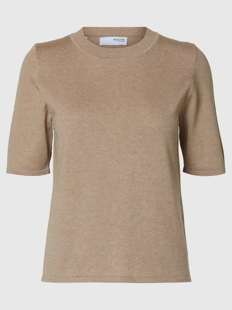 glimmer_strikket_top_0-1.webp Toppe Og Bluser | Strik>SELECTED GLIMMER STRIKKET TOP Brown