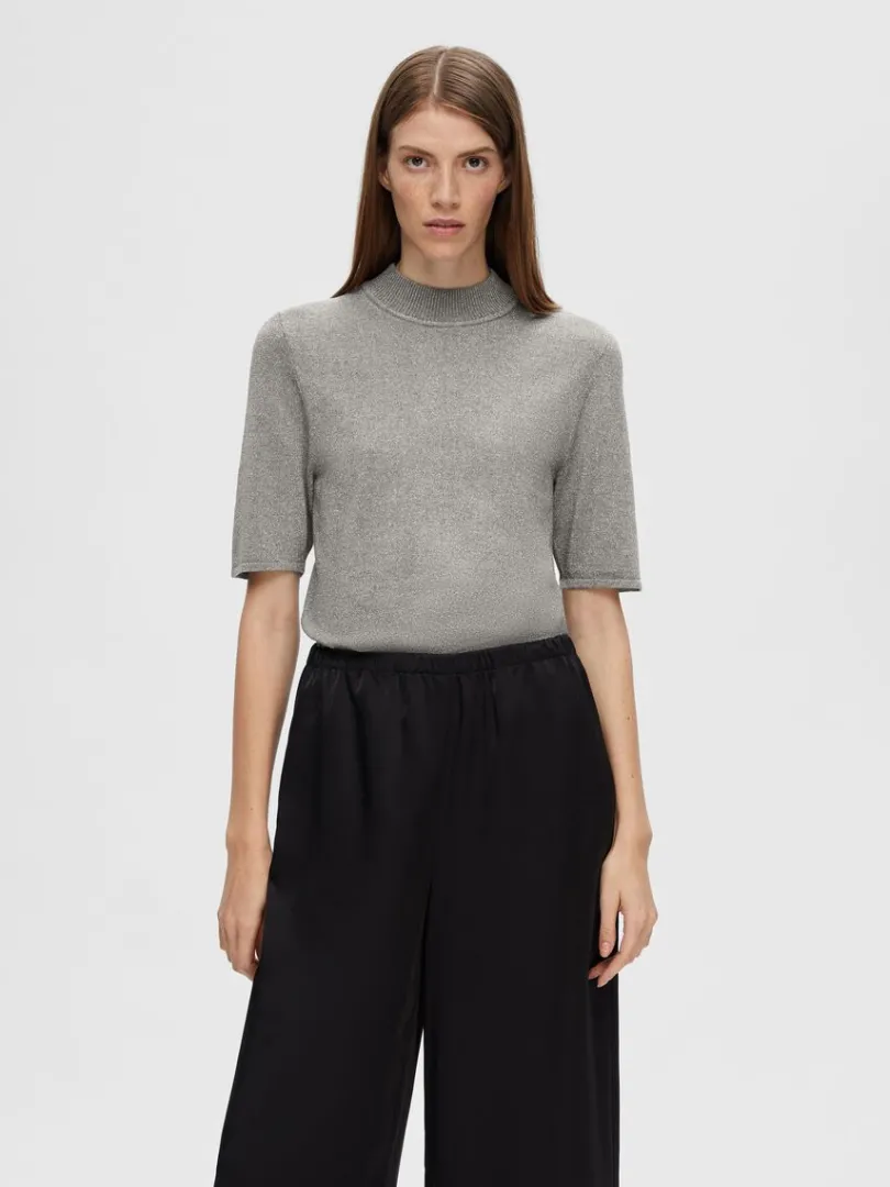 glimmer_strikket_top_0-4.webp T-shirts | Toppe Og Bluser>SELECTED GLIMMER STRIKKET TOP Grey
