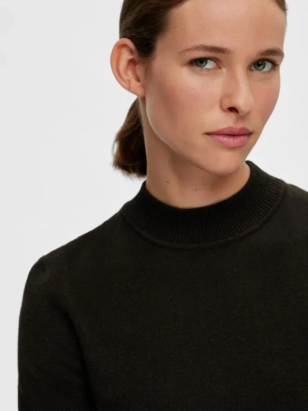 T-shirts | Toppe Og Bluser>SELECTED GLIMMER STRIKKET TOP Black